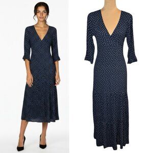 Babydoll Tiered Maxi Dress Sz S Ruffle Dark Floral Cottage Resort Made In Italy